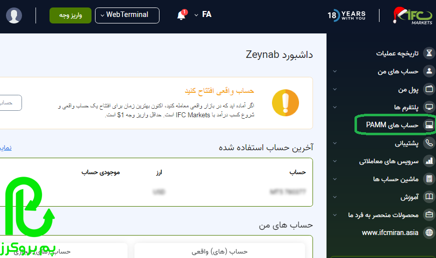 افتتاح حساب پم IFC Markets